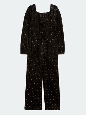 J. Crew Girls' studded black velvet jumpsuit